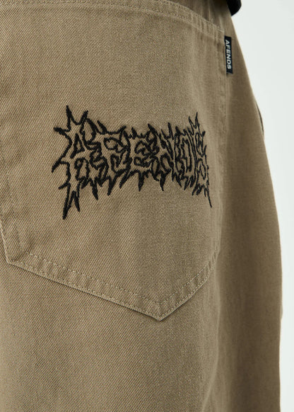 AFENDS Mens Flower Patch - Pablo Printed Pant - Stone