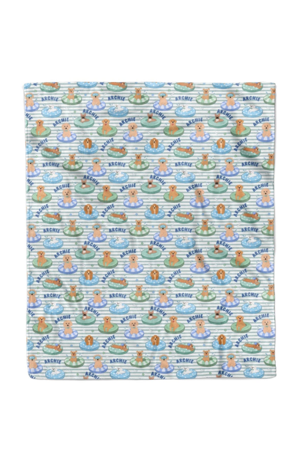Personalized Kids Blanket | Poolside Pups Blue
