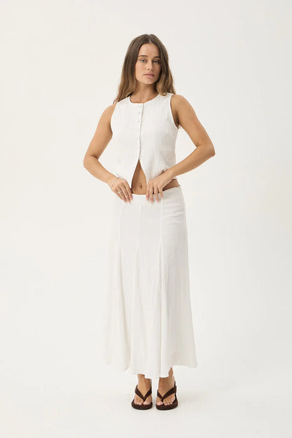 AFENDS Womens Lana - Seersucker Midi Skirt - Off White