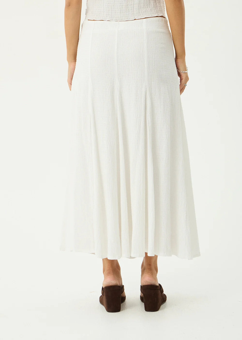 AFENDS Womens Lana - Seersucker Midi Skirt - Off White