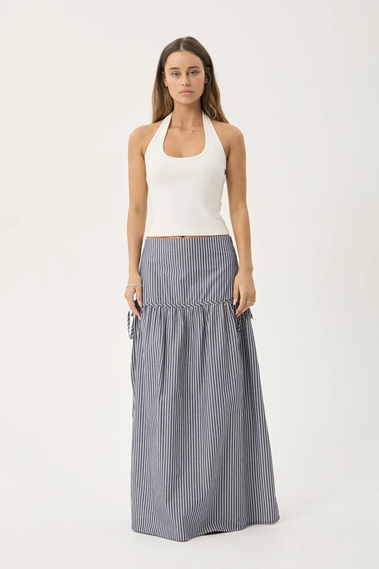 AFENDS Womens Nadia - Maxi Skirt - Navy Stripe