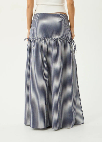 AFENDS Womens Nadia - Maxi Skirt - Navy Stripe