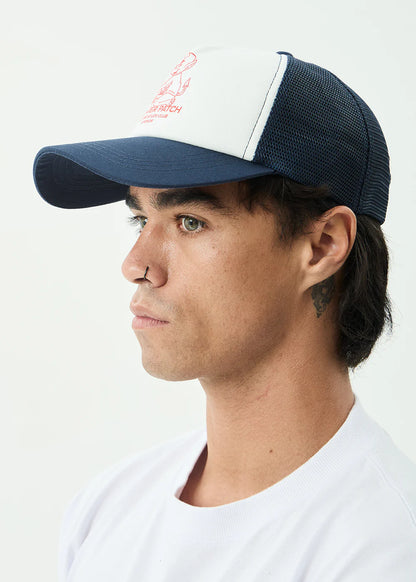 AFENDS Mens Flower Power - Five Panel Cap - Deep Sea