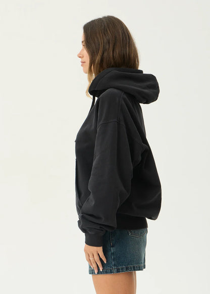 AFENDS Mens Genesis - Boxy Pull On Hood - Stone Black
