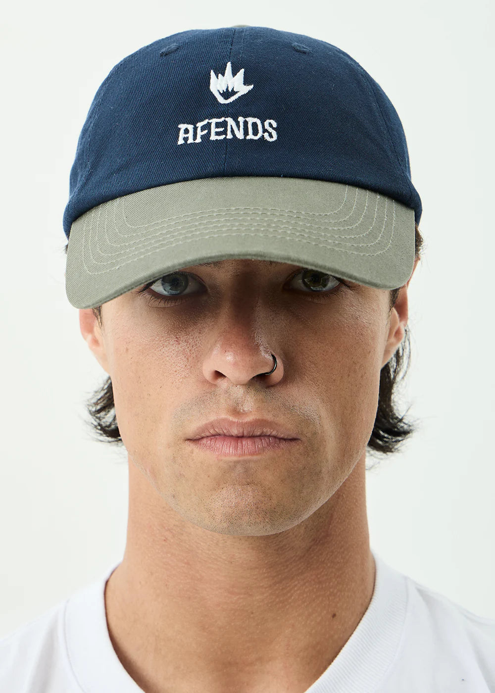 AFENDS Mens Burnin - Six Panel Cap - Deep Sea / Sycmore