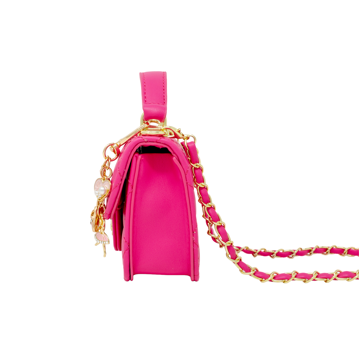 Tiny Quilted Ballet Charm Handbag - Hot Pink