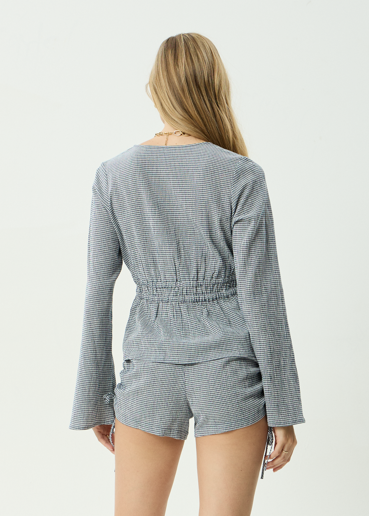 AFENDS Womens Annika - Long Sleeve Top - Indy Navy Check