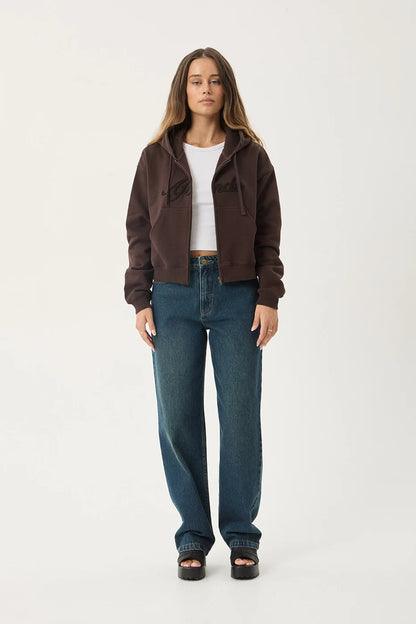 AFENDS Womens Kourt - Zip Hood - Coffee