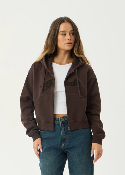 AFENDS Womens Kourt - Zip Hood - Coffee