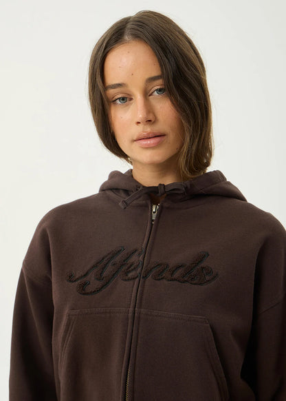 AFENDS Womens Kourt - Zip Hood - Coffee
