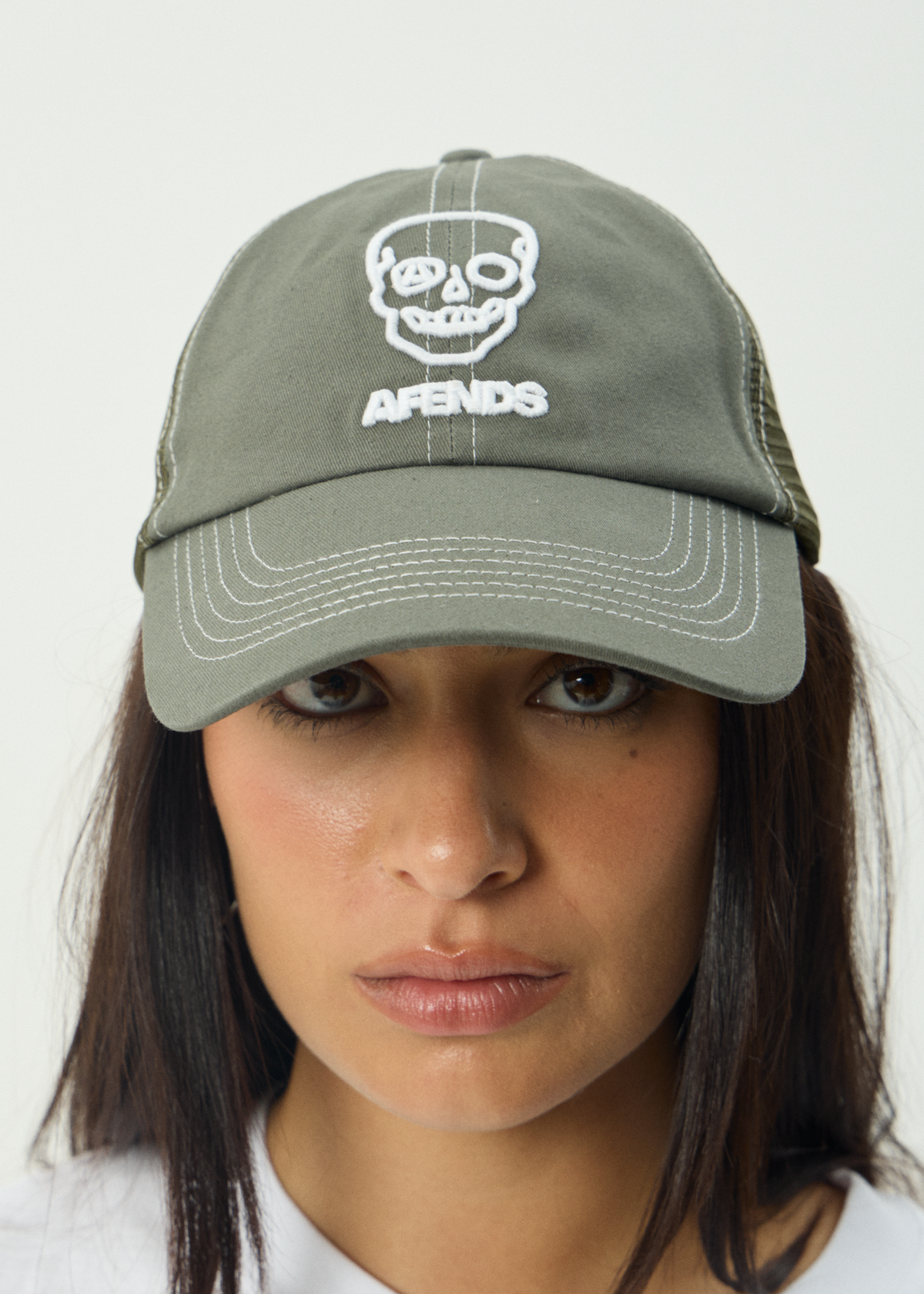 AFENDS Mens Skeletor - Six Panel Mesh Cap - Sycamore