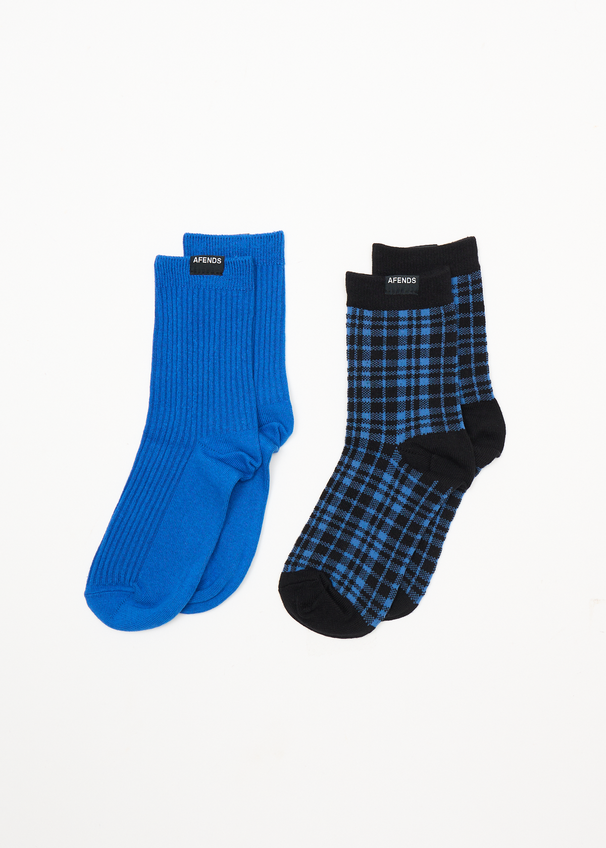 AFENDS Womens Camden Check - Socks Two Pack - Marina Check