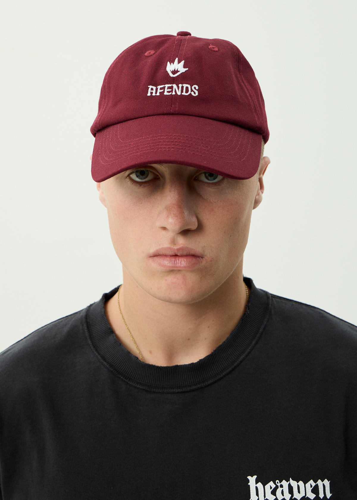 AFENDS Mens Burnin - Six Panel Cap - Burgundy