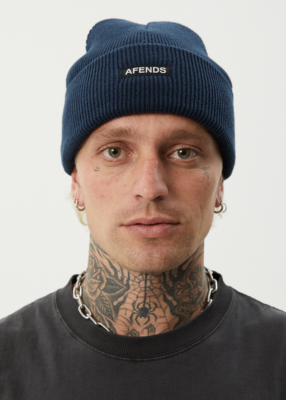 AFENDS Mens Hometown - Knit Beanie - Navy