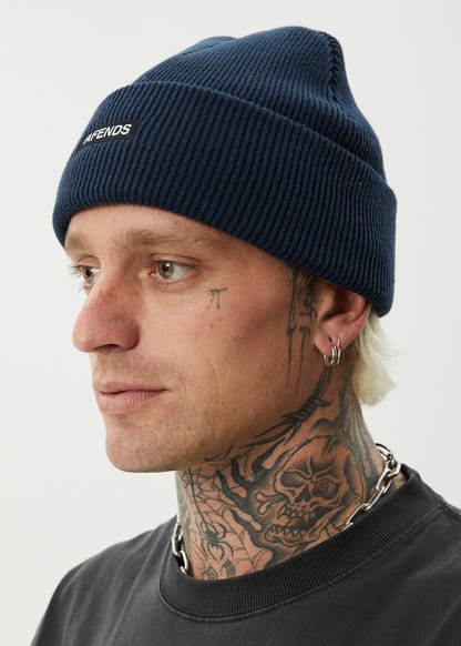 AFENDS Mens Hometown - Knit Beanie - Navy