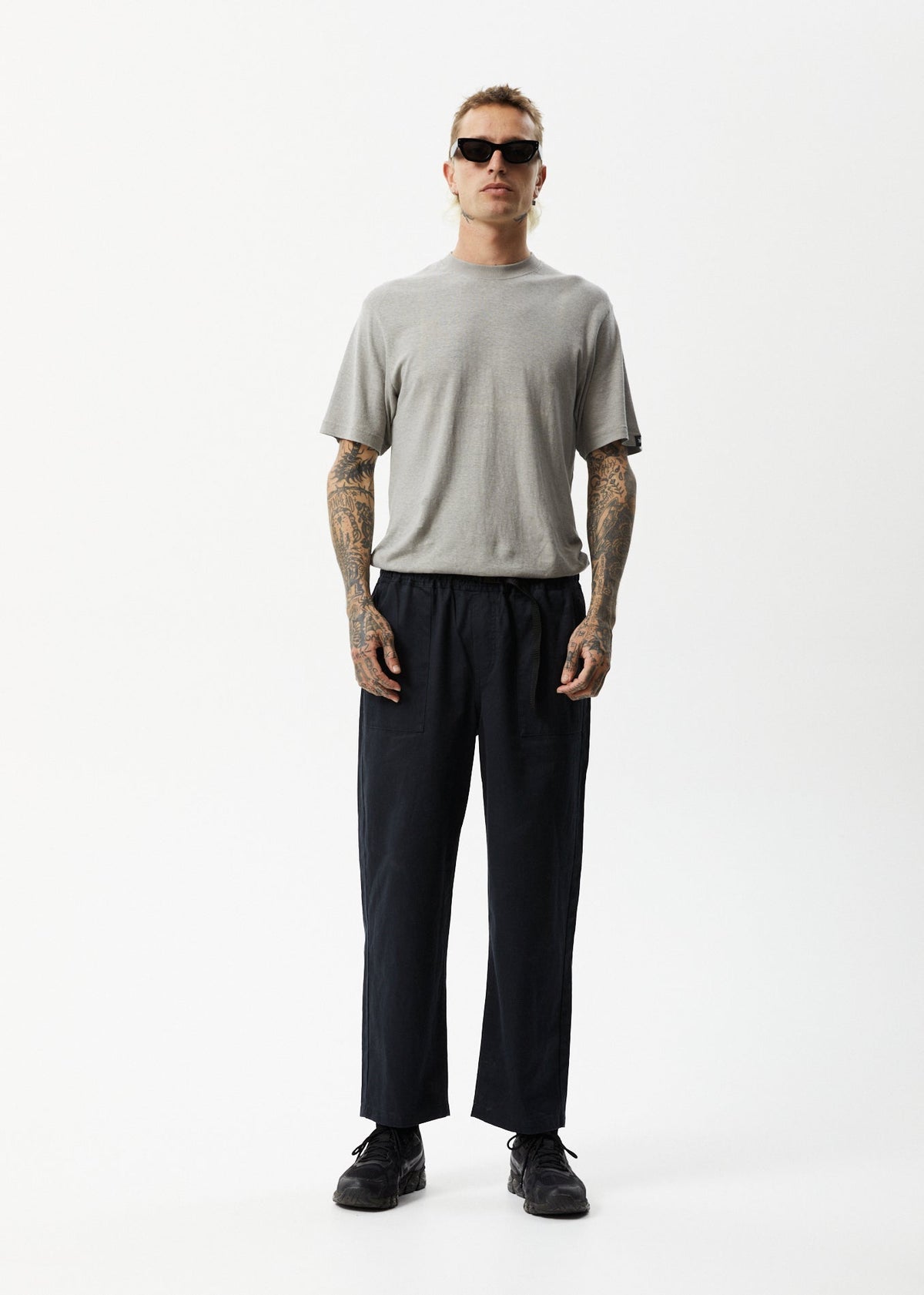 AFENDS Mens Cabal - Elastic Waist Relaxed Pant - Black