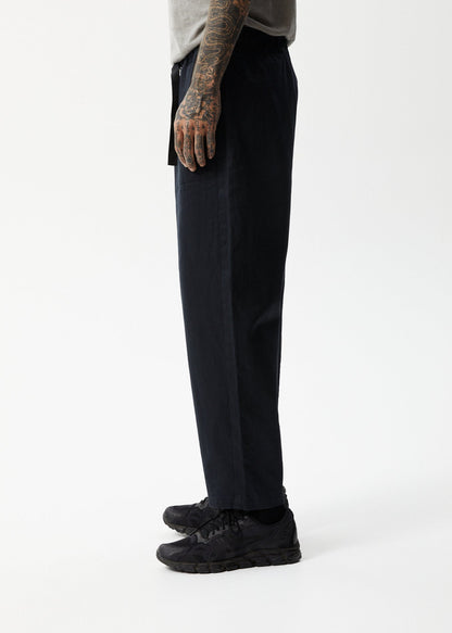 AFENDS Mens Cabal - Elastic Waist Relaxed Pant - Black