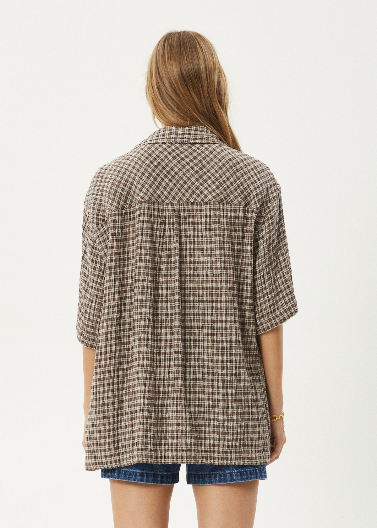 AFENDS Mens Base - Short Sleeve Shirt - Coffee Check