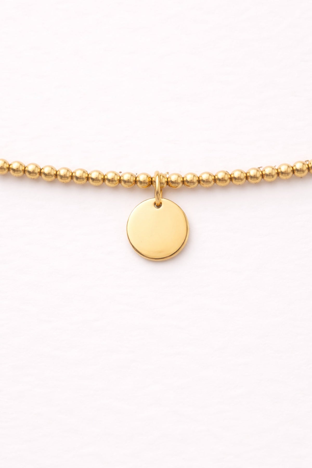 Engraved Circle Charm Beaded Bracelet