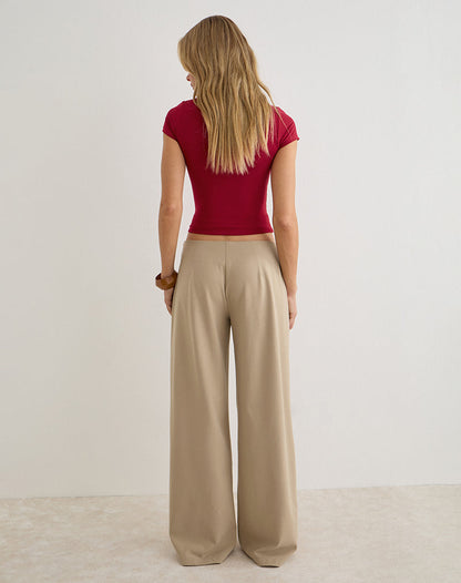 Diomira Trouser in Beige with Tie