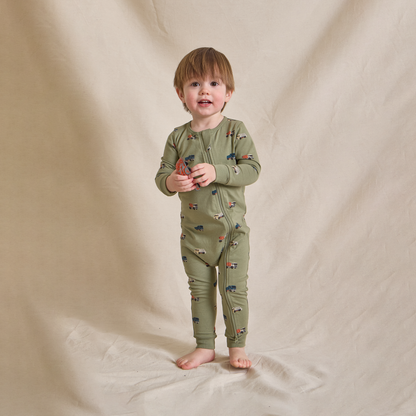 Baby Zip Romper - Trucks