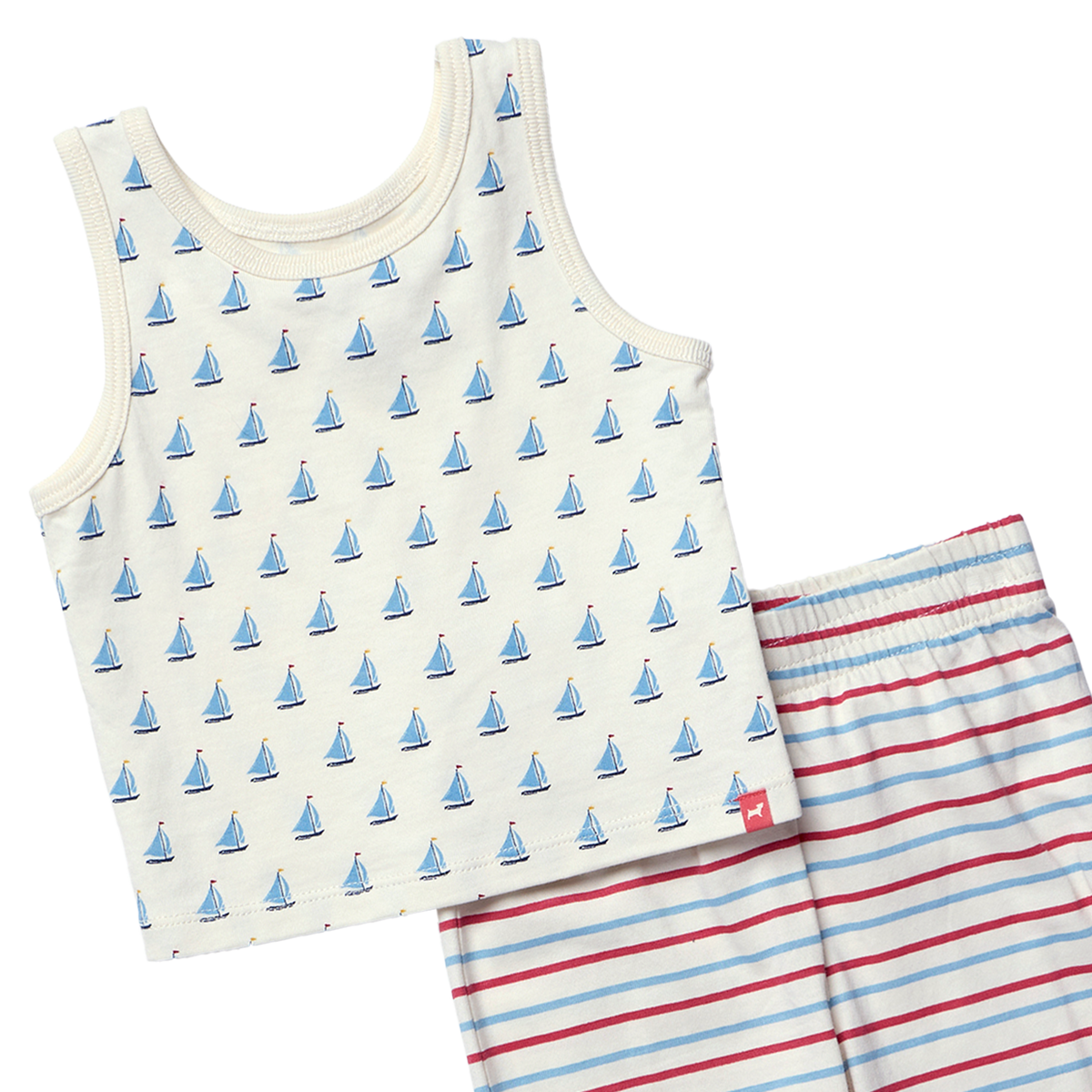 Baby Sleeveless Peekaboo Set - Sailboats