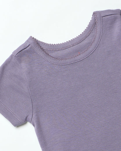Short Sleeve Seesaw Rib T-Shirt - Purple