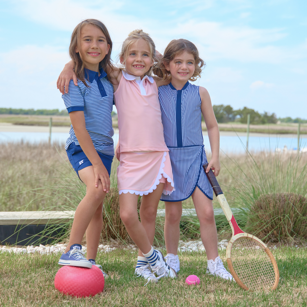 Tennis Dress - Navy Thin Stripe