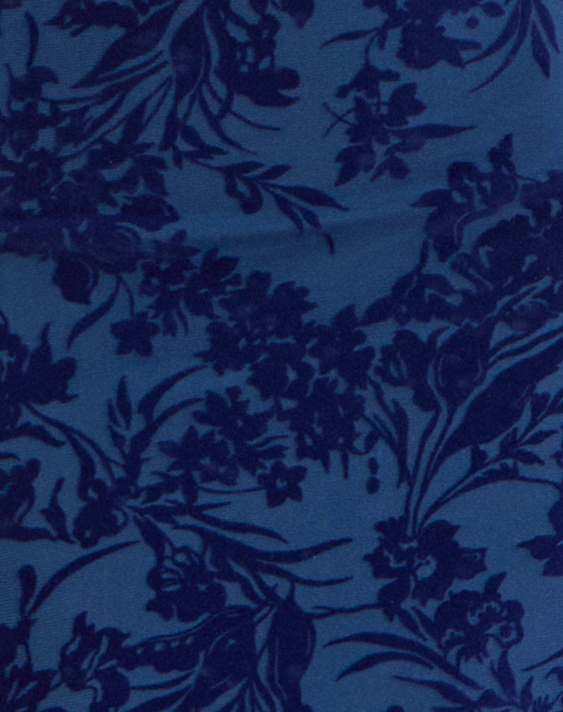 Dawn Maxi Dress in Midnight Leaf Flock Navy