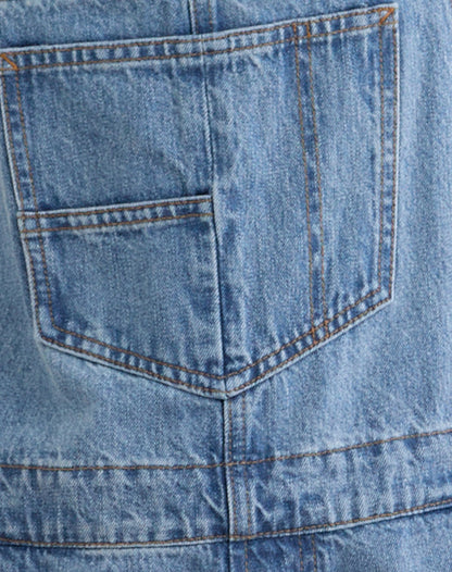 Denim Dungaree in Bright Blue Used