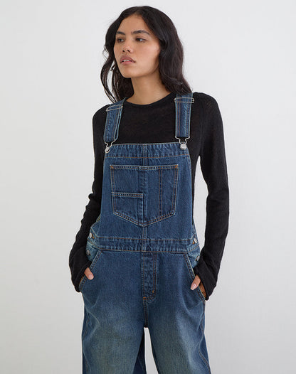 Denim Dungaree in Mid Blue Tint