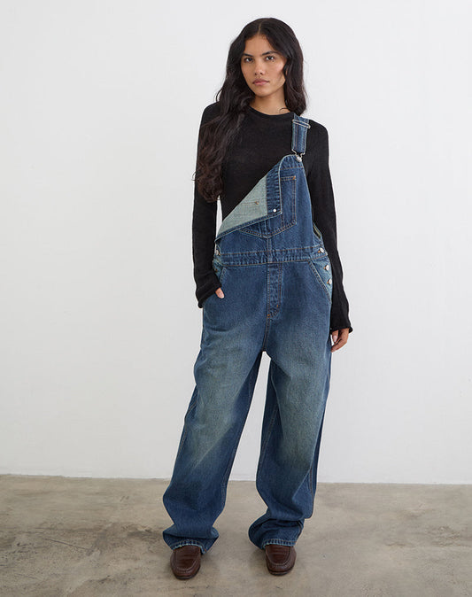 Denim Dungaree in Mid Blue Tint