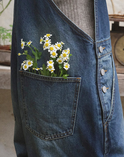 Denim Dungaree in Mid Blue Tint