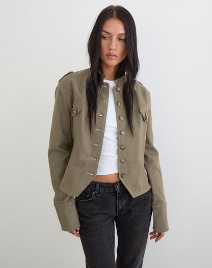 Diranda Military Jacket in Twill Khaki