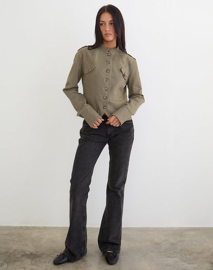 Diranda Military Jacket in Twill Khaki