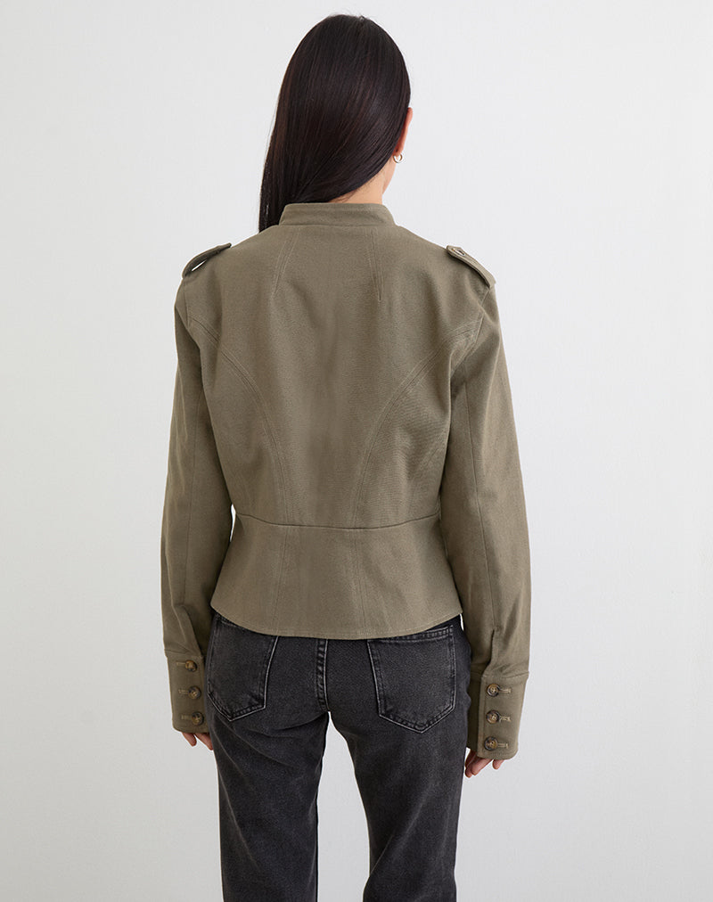 Diranda Military Jacket in Twill Khaki