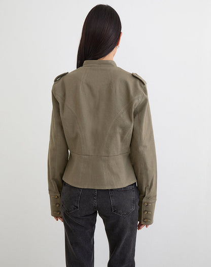 Diranda Military Jacket in Twill Khaki
