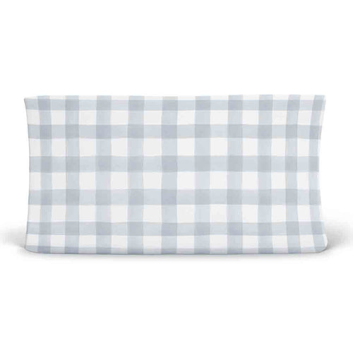 Dusty Blue Gingham Changing Pad Cover