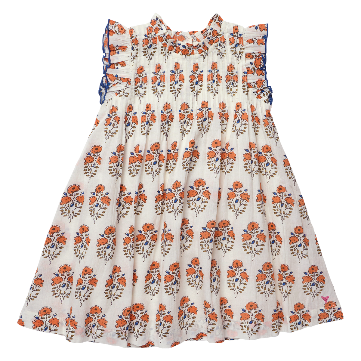 Girls Jaipur Dress - Orange Strawflower