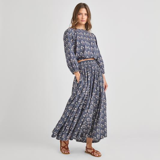 Womens Sunita Top - Navy Strawflower