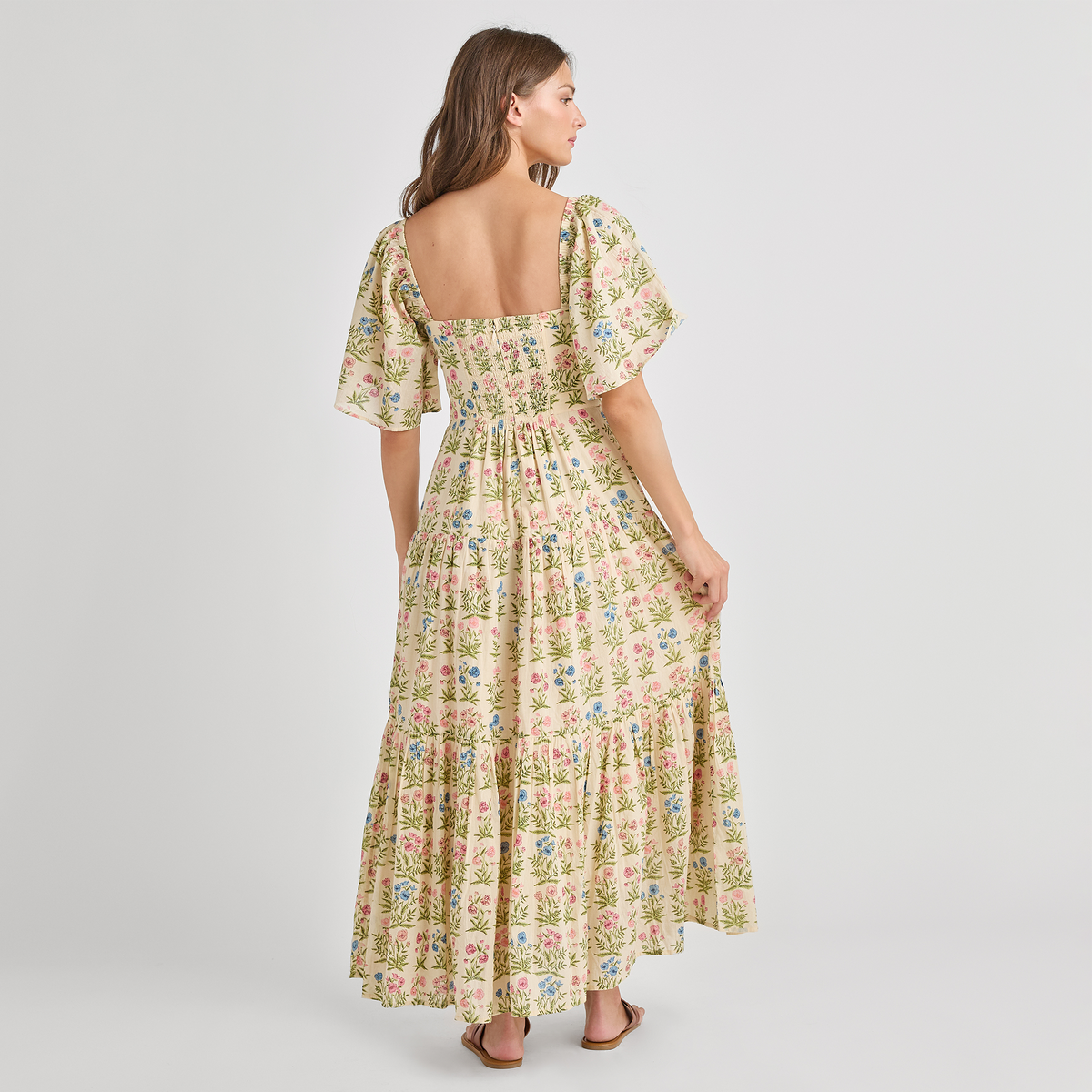 Womens Marilyn Bell Sleeve Dress - Leafy Floral