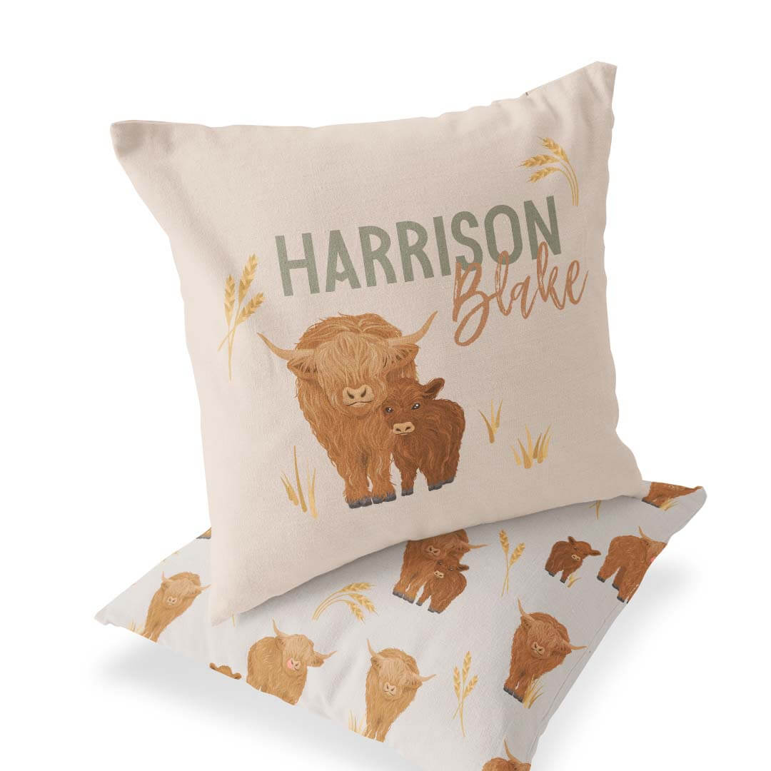 Happy Highland Cows Personalized Accent Pillow