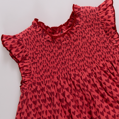 Baby Girls Stevie Dress - Red Mini Hearts