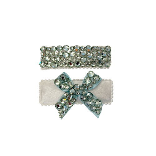 2 Pack Clip Set: Snap Clip and Bow - Mint