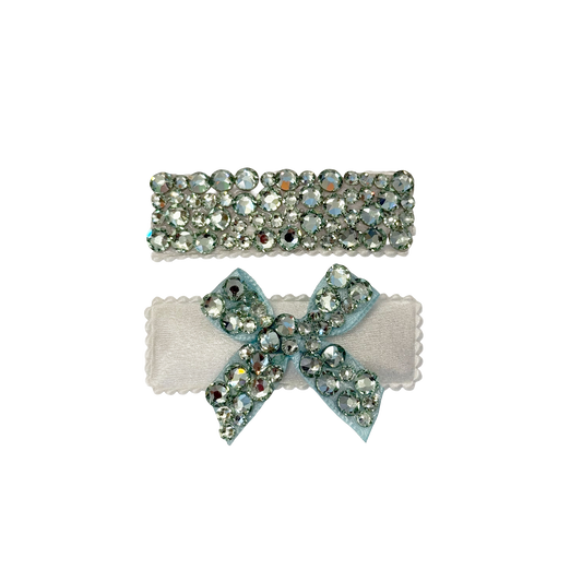 2 Pack Clip Set: Snap Clip and Bow - Mint