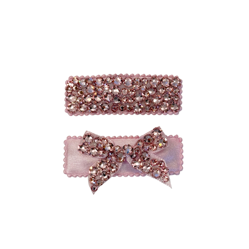 2 Pack Clip Set: Snap Clip and Bow - Light Pink