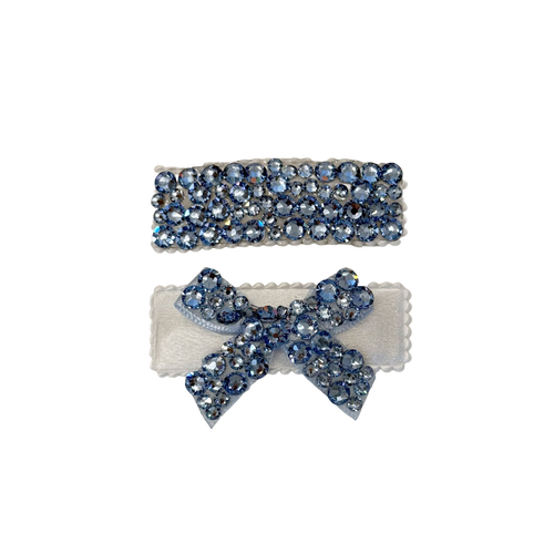 2 Pack Clip Set: Snap Clip and Bow - Light Blue