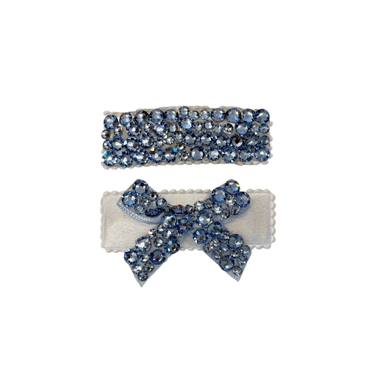 2 Pack Clip Set: Snap Clip and Bow - Light Blue
