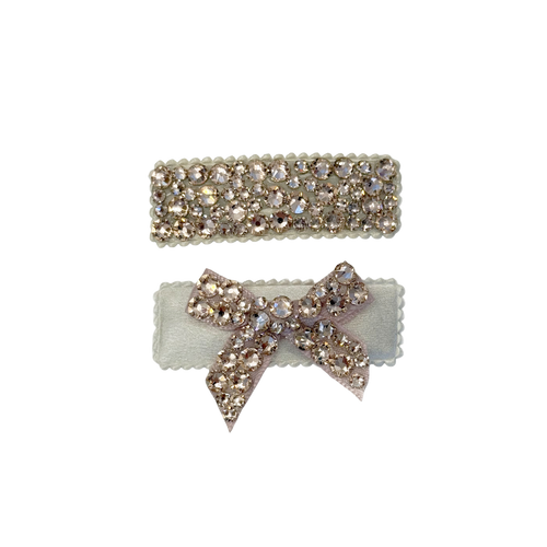 2 Pack Clip Set: Snap Clip and Bow - Silk