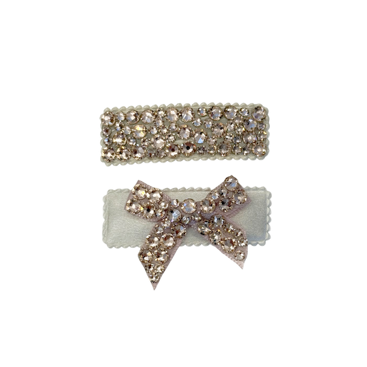 2 Pack Clip Set: Snap Clip and Bow - Silk